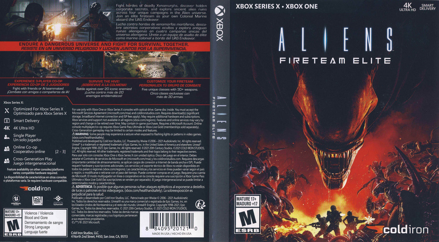 Aliens Fireteam Elite Cover Art - WOI Solutions