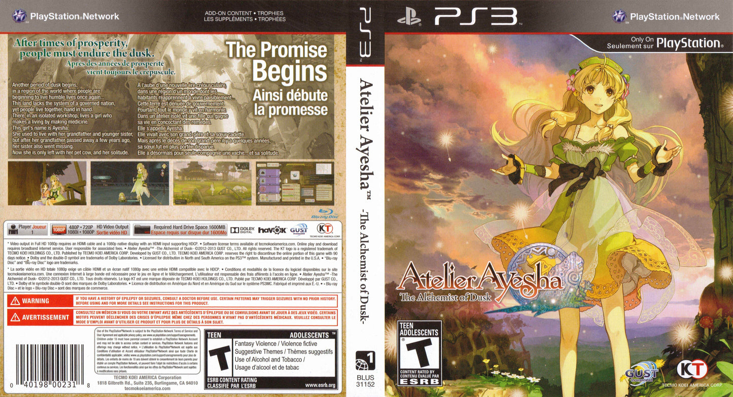 Atelier Ayesha The Alchemist of Dusk Cover Art - WOI Solutions