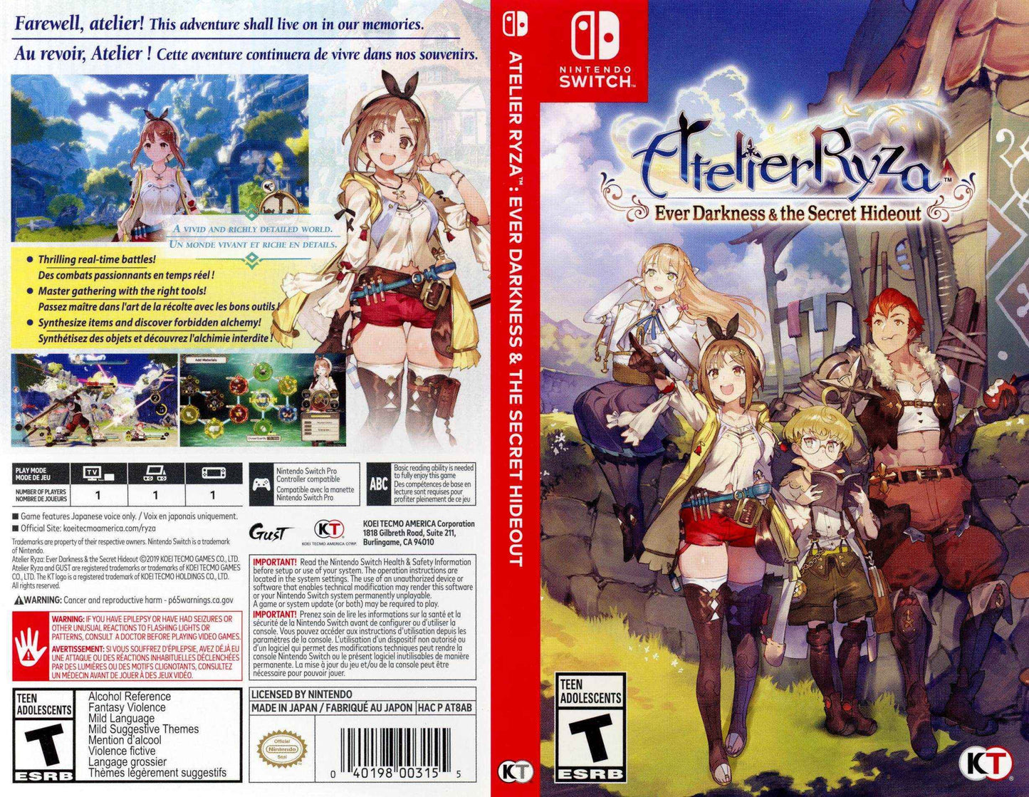 Atelier Ryza Ever Darkness & The Secret Hideout Cover Art - WOI Solutions