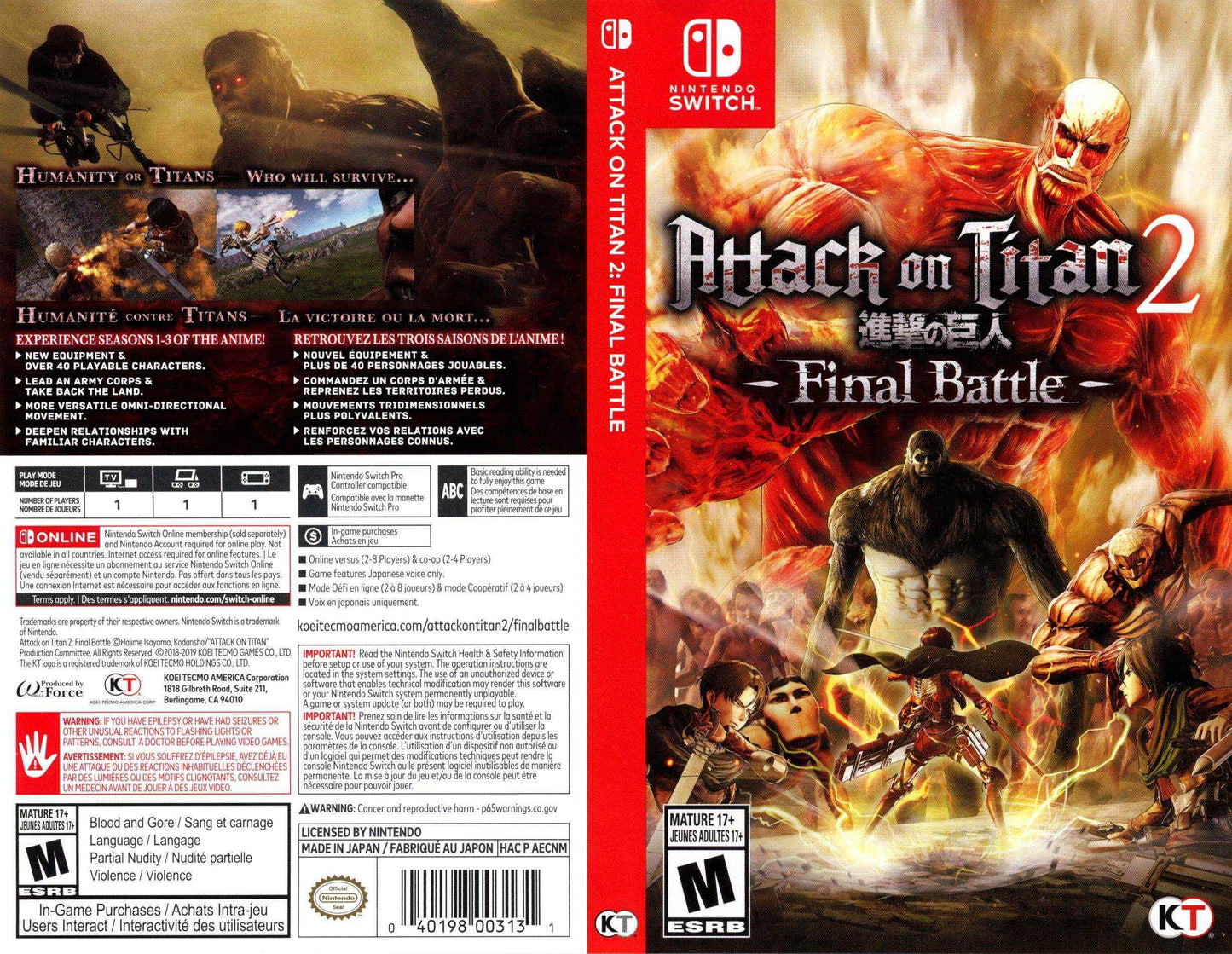 Attack on Titan 2 Final Battle Cover Art - WOI Solutions