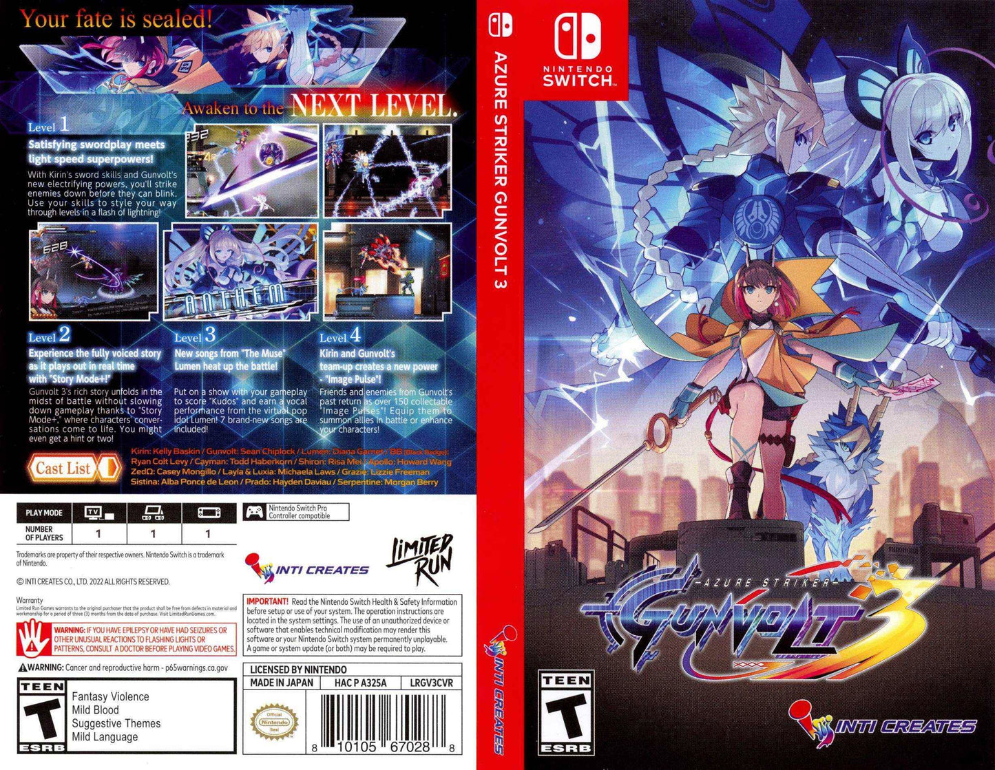 Azure Striker Gunvolt 3 Cover Art - WOI Solutions