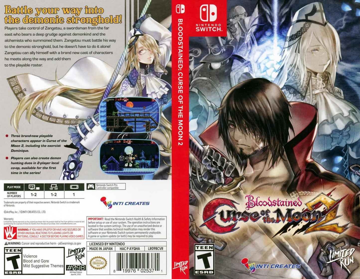 Bloodstained Curse of the Moon 2 Cover Art - WOI Solutions