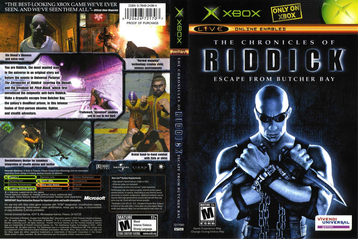 Chronicles Of Riddick Escape From Butcher Bay, The Cover Art - WOI Solutions
