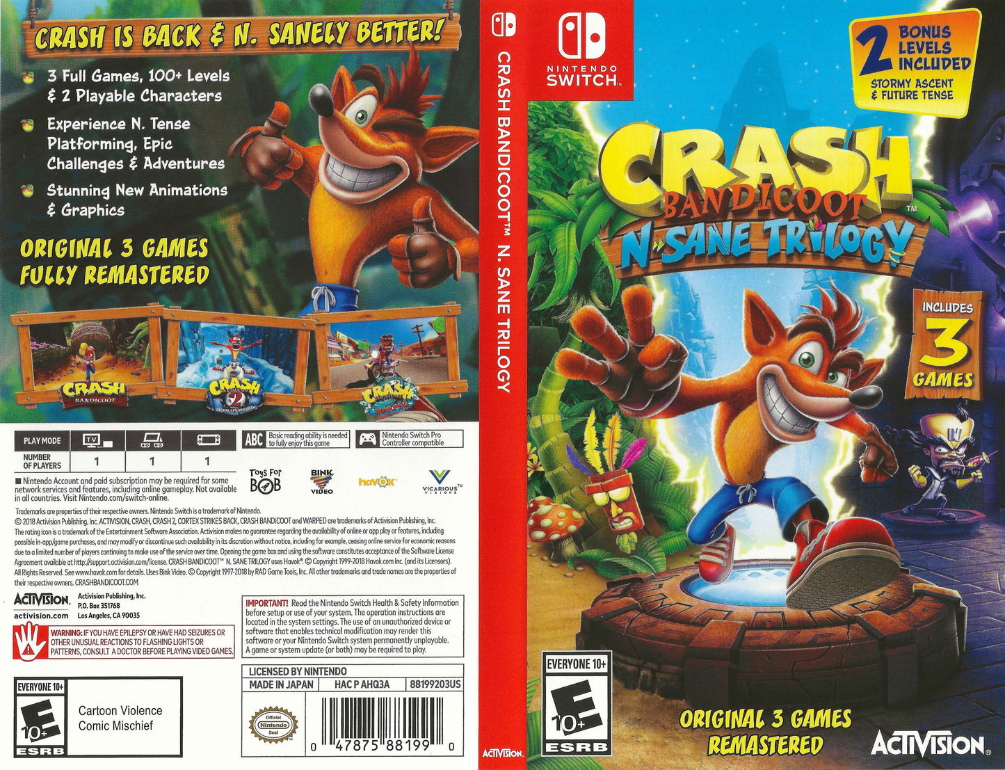 Crash Bandicoot N. Sane Trilogy Cover Art - WOI Solutions