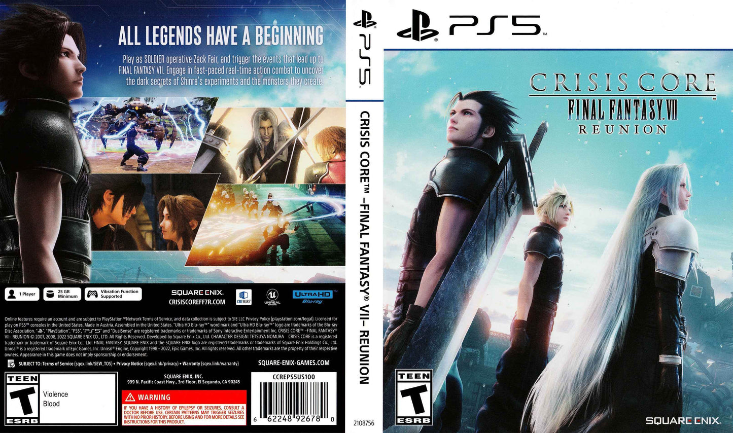 Crisis Core -Final Fantasy VII- Reuninion Cover Art - WOI Solutions