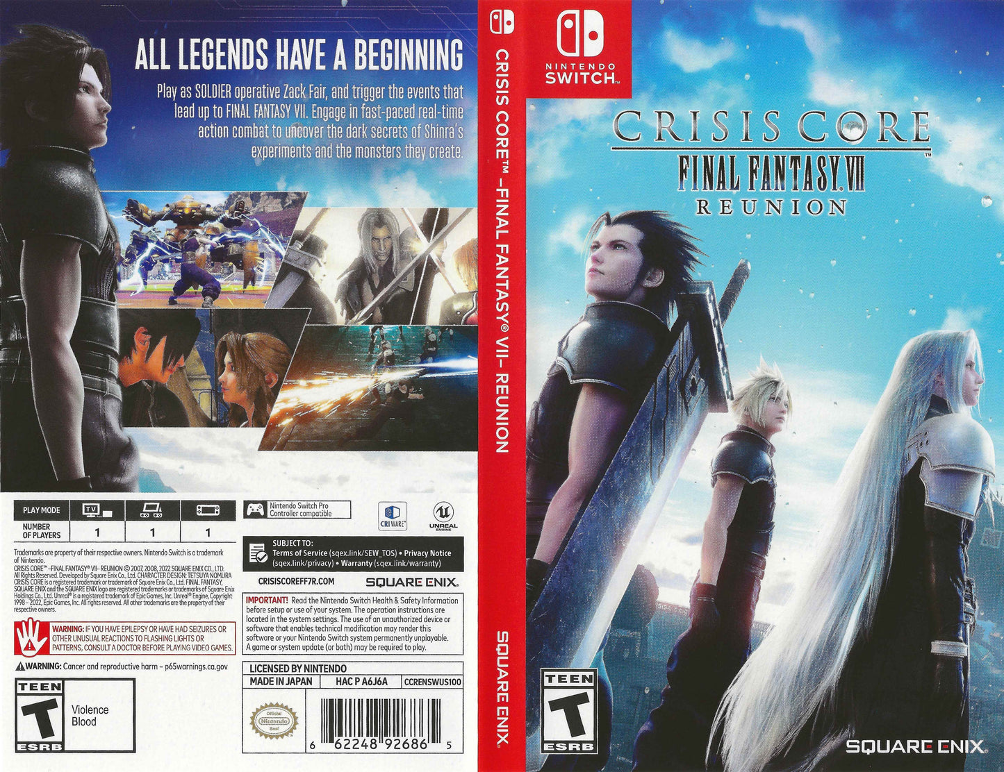 Crisis Core Final Fantasy VII Reunion Cover Art - WOI Solutions