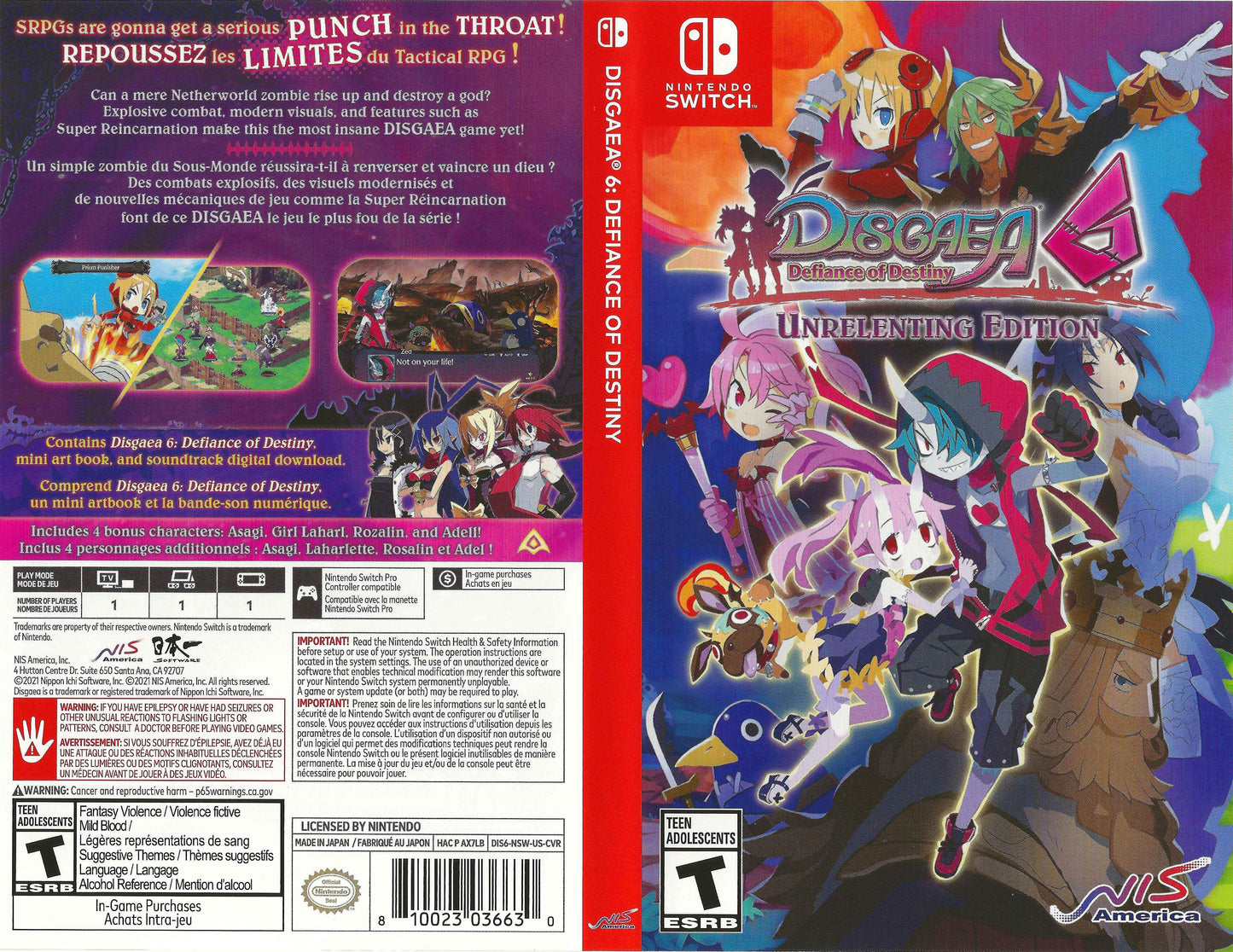 Disgaea 6 Defiance of Destiny Unrelenting Edition Cover Art - WOI Solutions