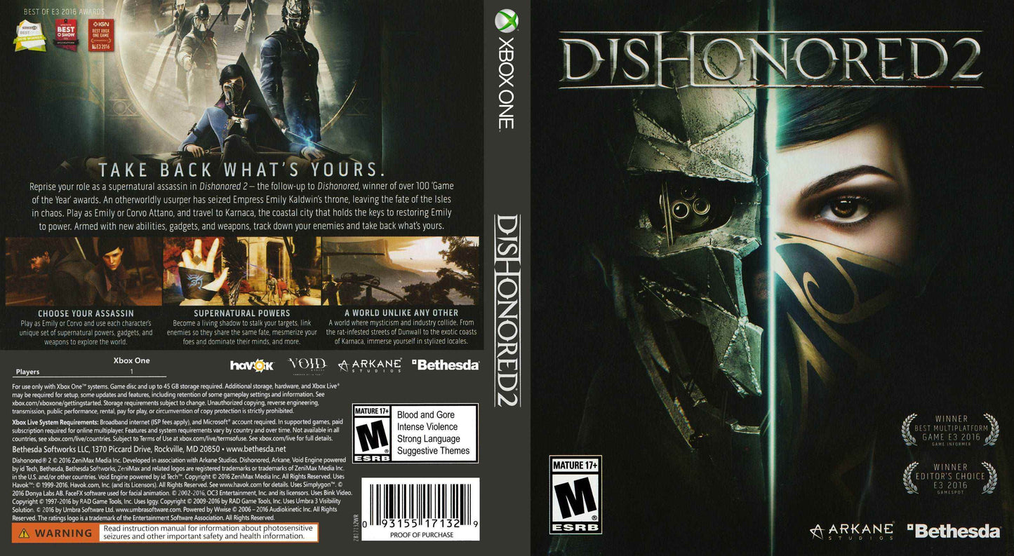 Dishonored 2 Cover Art - WOI Solutions