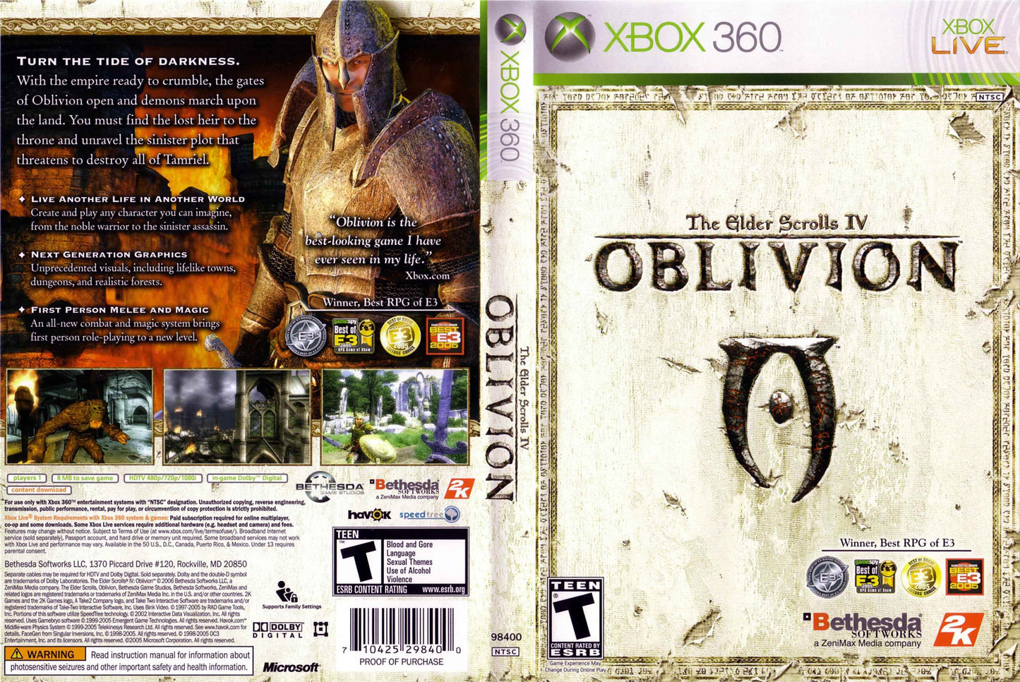 Elder Scrolls IV Oblivion, The Cover Art - WOI Solutions