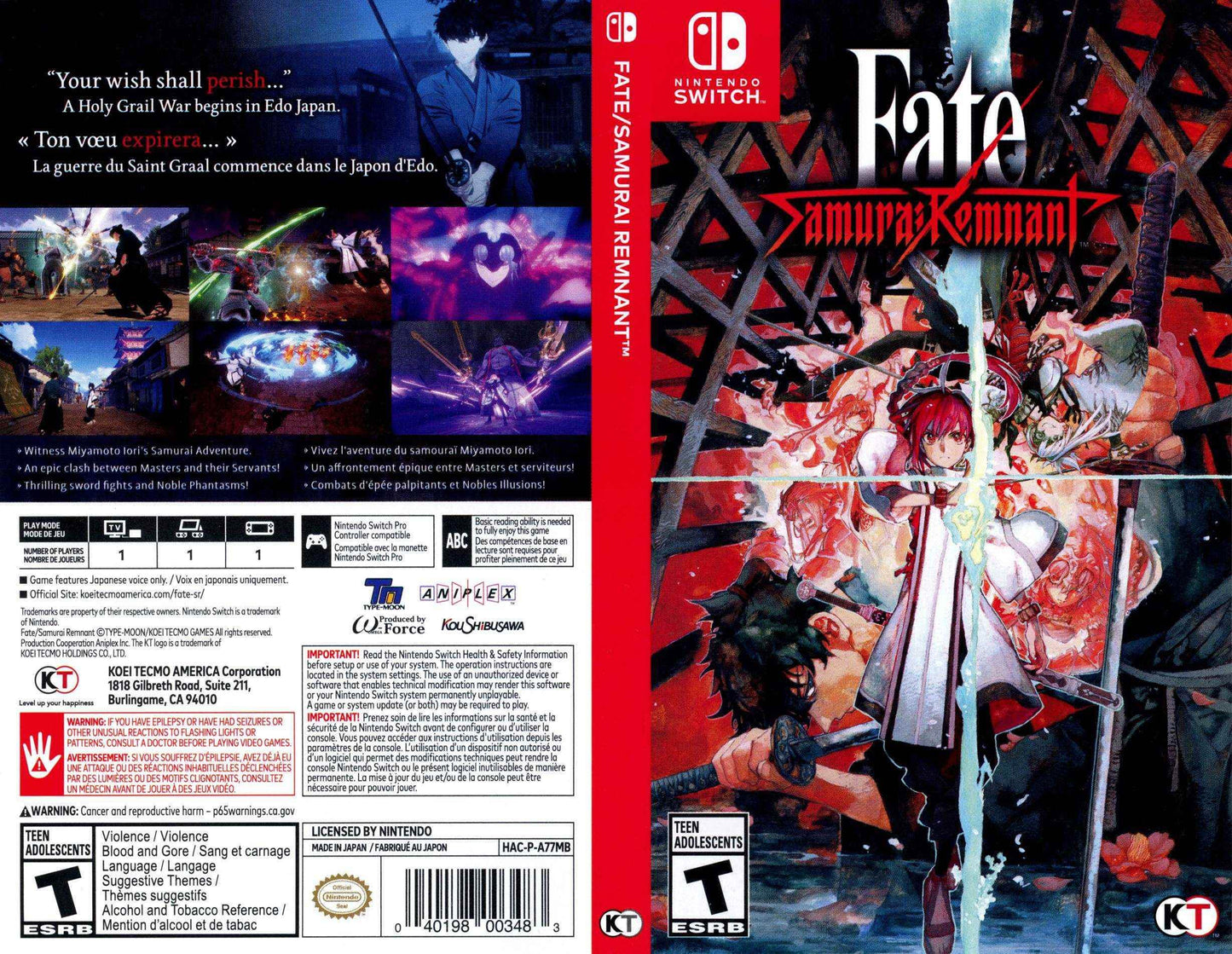 Fate Samurai Remnant Cover Art - WOI Solutions