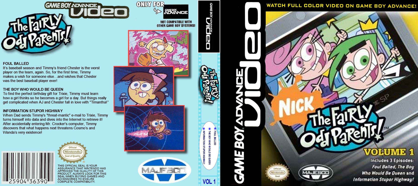 GBA Video Fairly Odd Parents Volume 1 Cover Art - WOI Solutions
