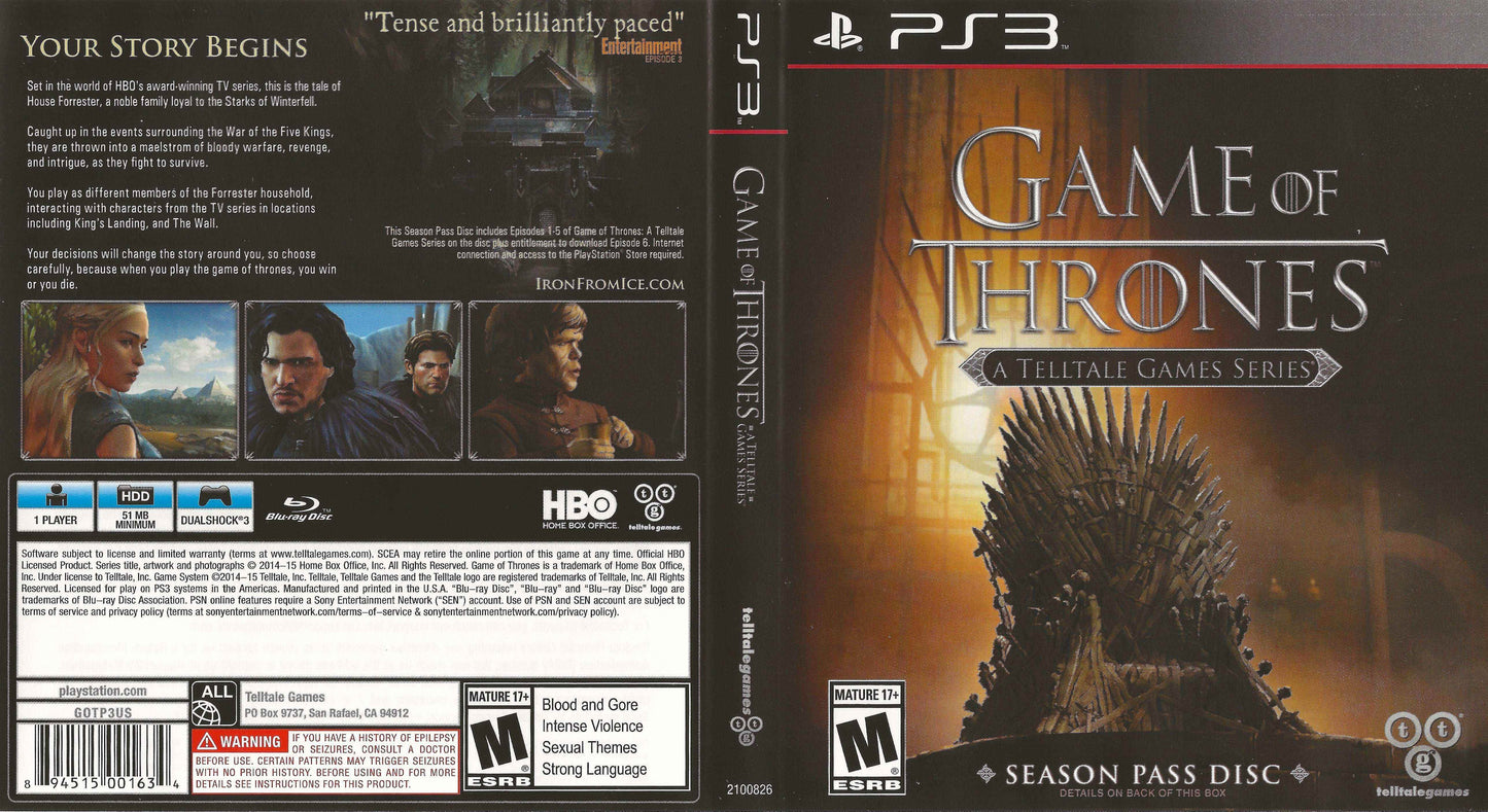 Game of Thrones - A Telltale Games Series Cover Art - WOI Solutions