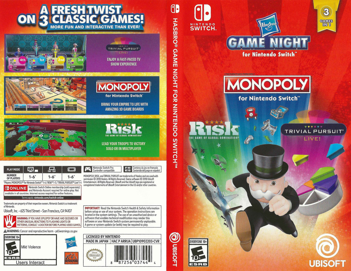 Hasbro Game Night for Nintendo Switch Cover Art - WOI Solutions