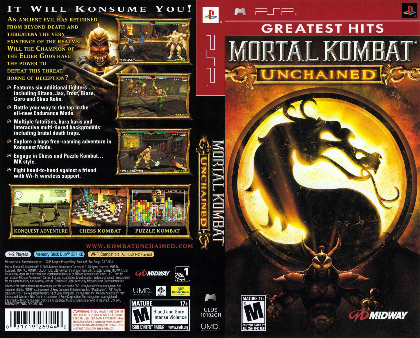 Mortal Kombat Unchained Greatest Hits Cover Art - WOI Solutions