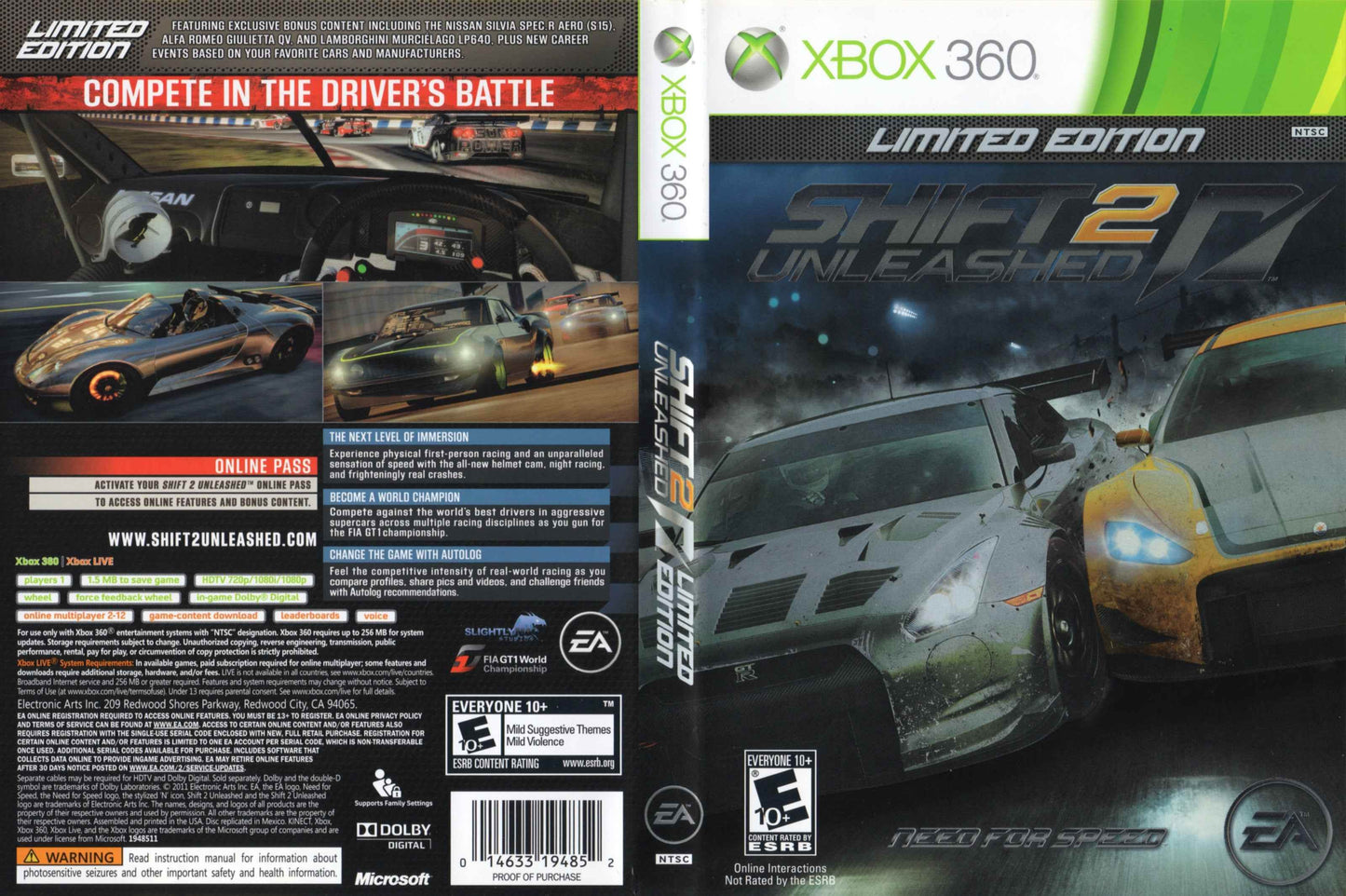 Need for Speed Shift 2 Unleashed Limited Edition Cover Art - WOI Solutions