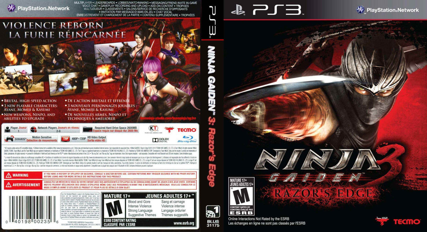Ninja Gaiden 3 Razor's Edge Cover Art - WOI Solutions