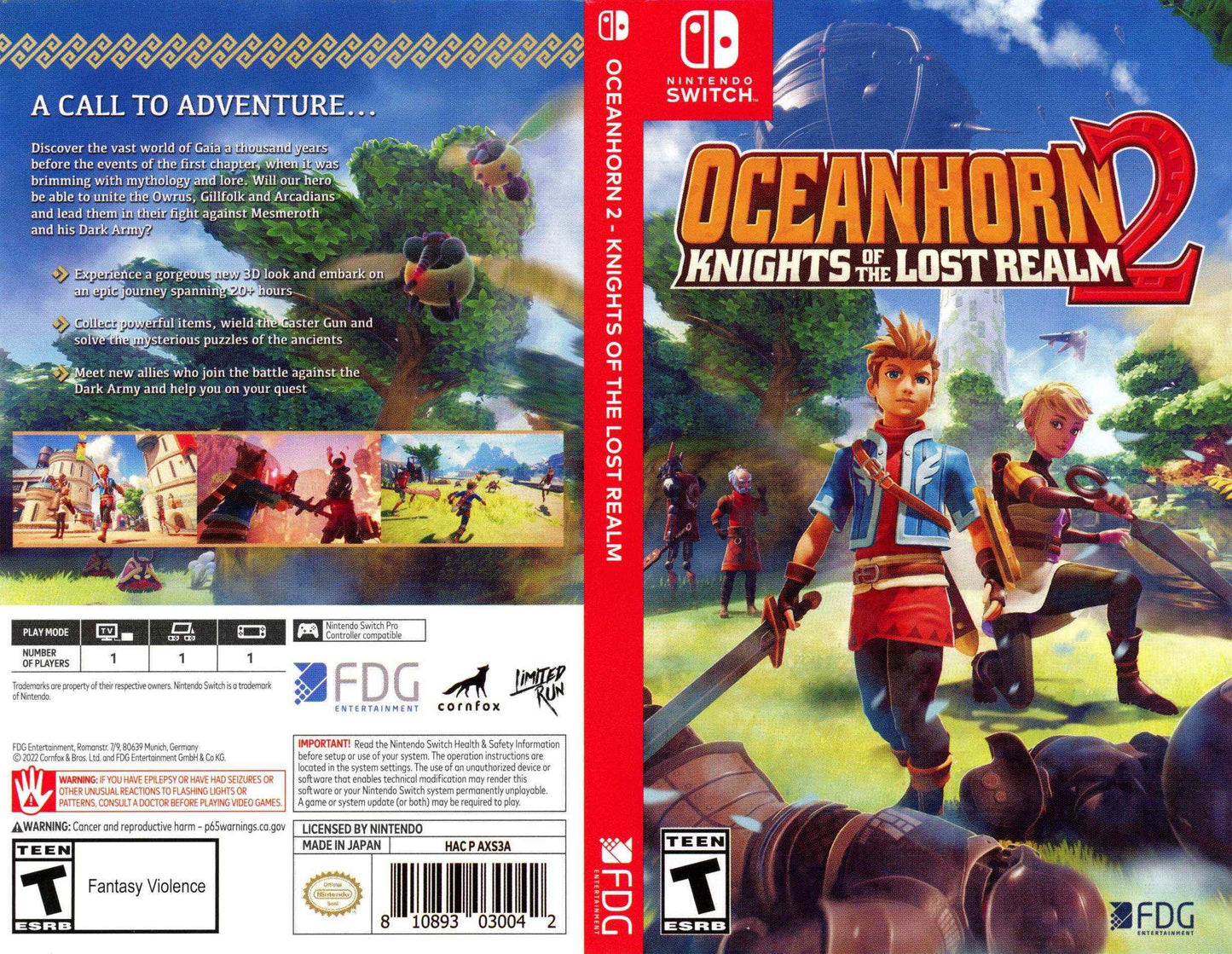 Oceanhorn 2 - Knights of the Lost Realm Cover Art - WOI Solutions