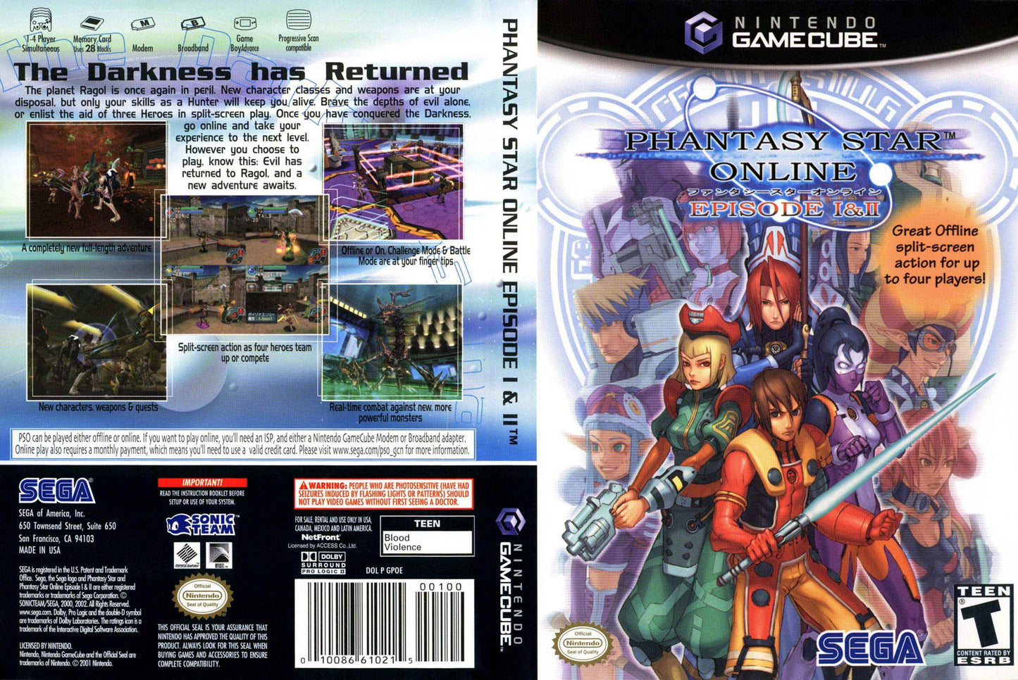 Phantasy Star Online Episode I & II Cover Art - WOI Solutions
