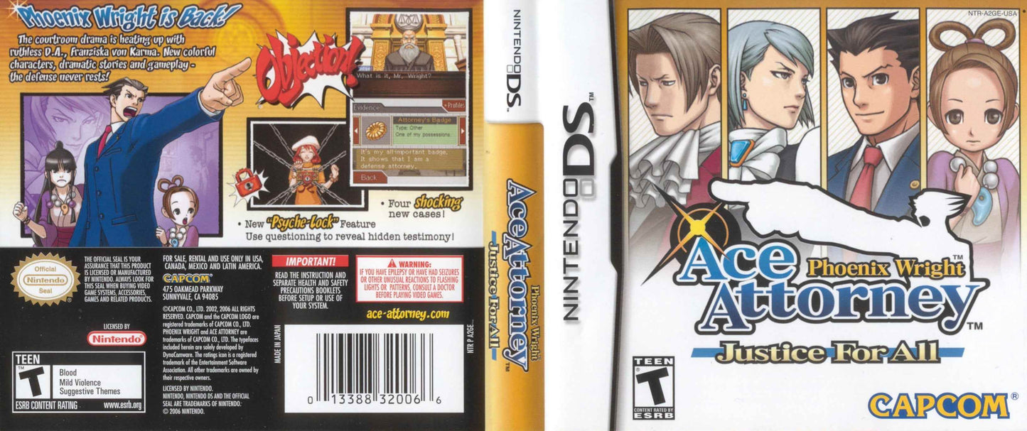 Phoenix Wright Ace Attorney - Justice For All Cover Art - WOI Solutions
