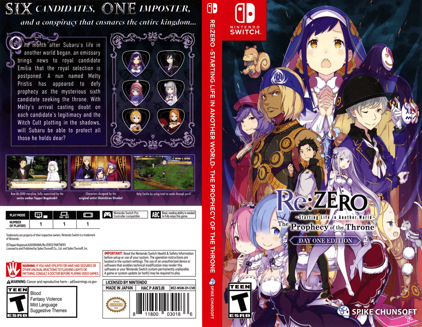 RE Zero - Starting Life in Another World - The Prophecy of the Throne - Day One Edition Cover Art - WOI Solutions