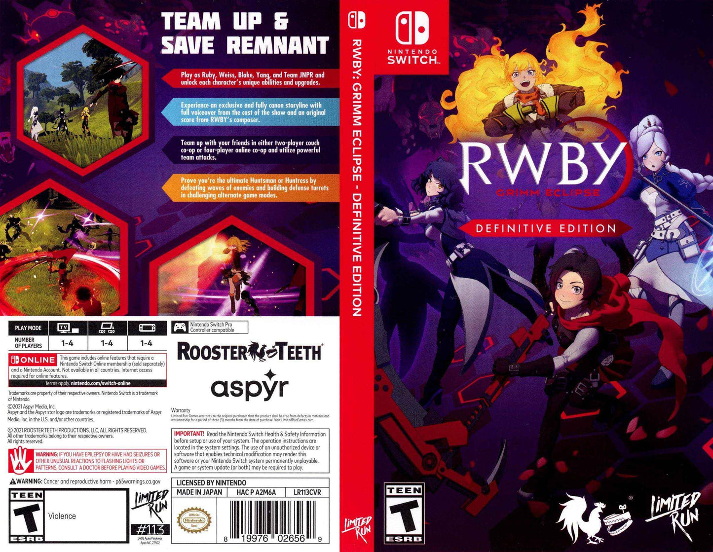 RWBY Grimm Eclipse Definitive Edition Cover Art - WOI Solutions