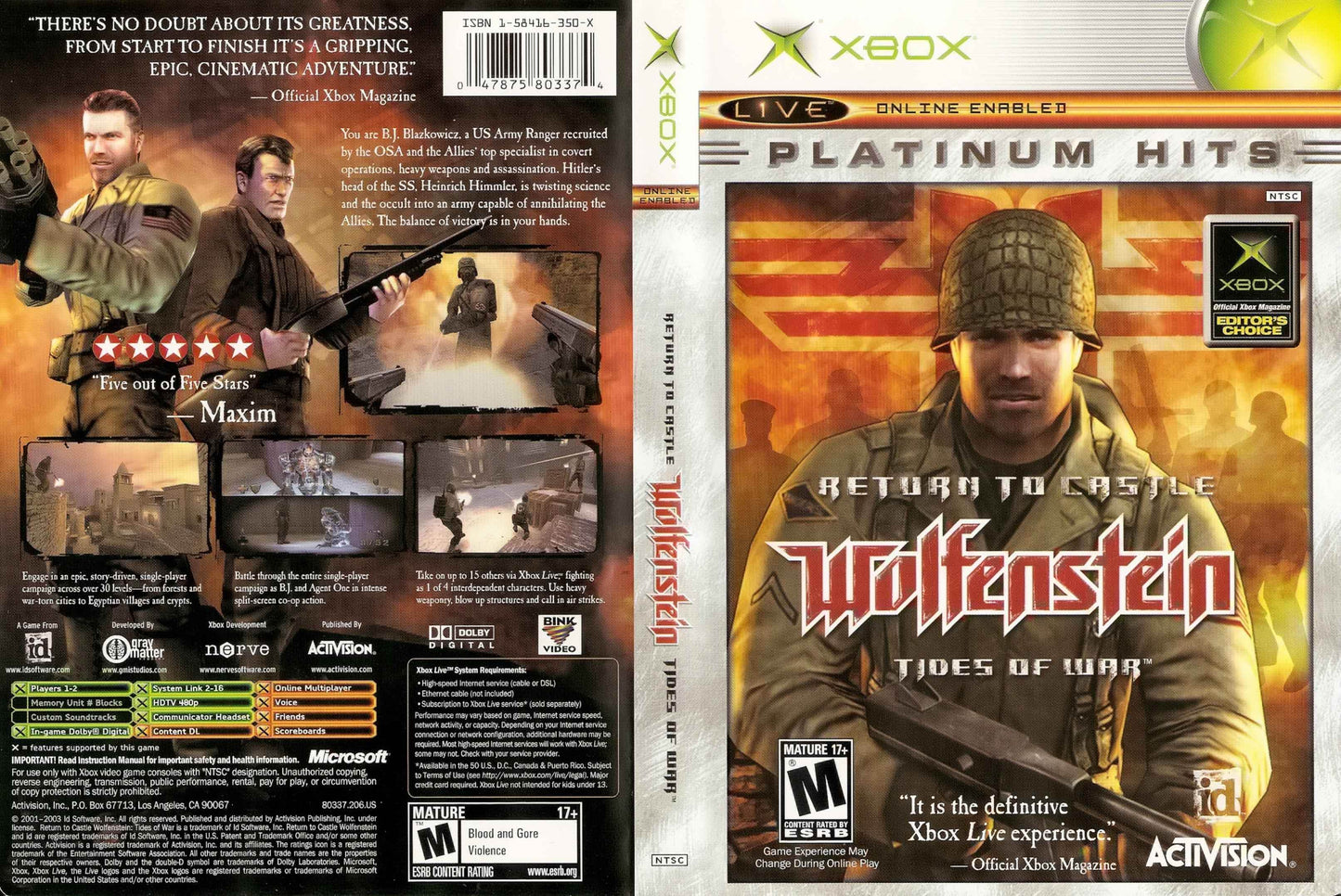 Return to Castle Wolfenstein Tides of War Cover Art - WOI Solutions
