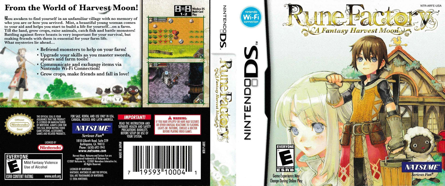 Rune Factory A Fantasy Harvest Moon Cover Art - WOI Solutions