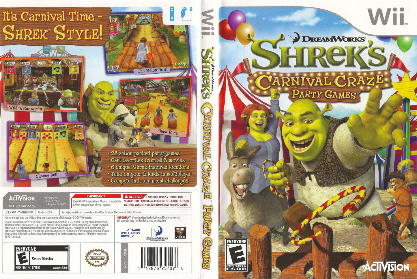 Shrek's Carnival Craze Party Games Cover Art - WOI Solutions