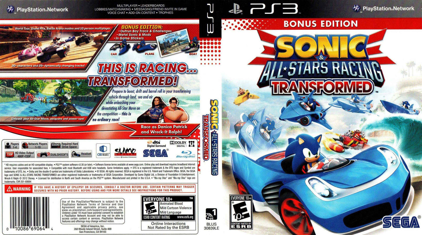 Sonic & All-Stars Racing Transformed Cover Art - WOI Solutions