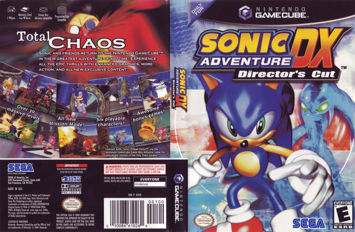 Sonic Adventure DX Director's Cut Cover Art - WOI Solutions