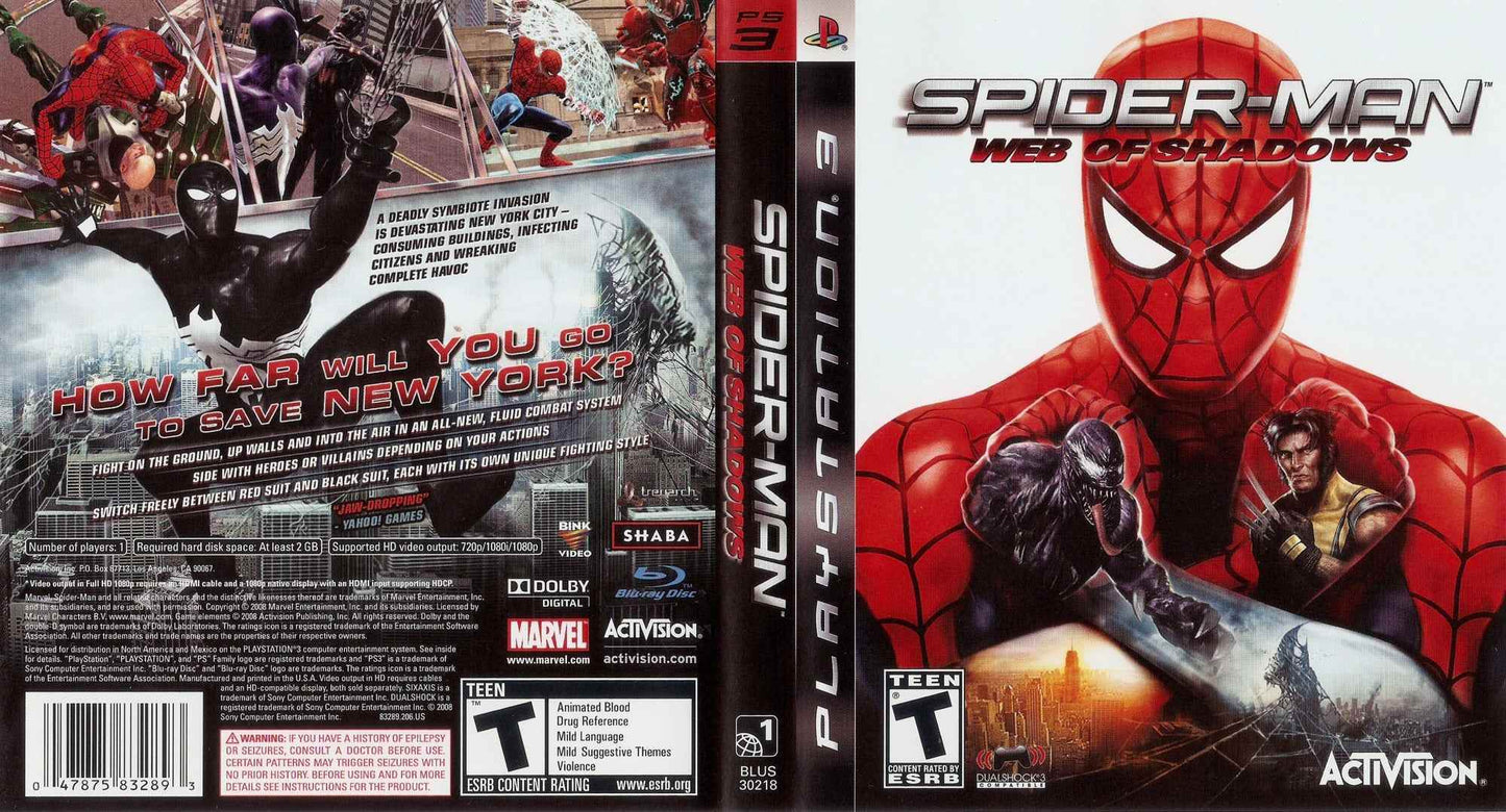 Spider-Man Web of Shadows Cover Art - WOI Solutions