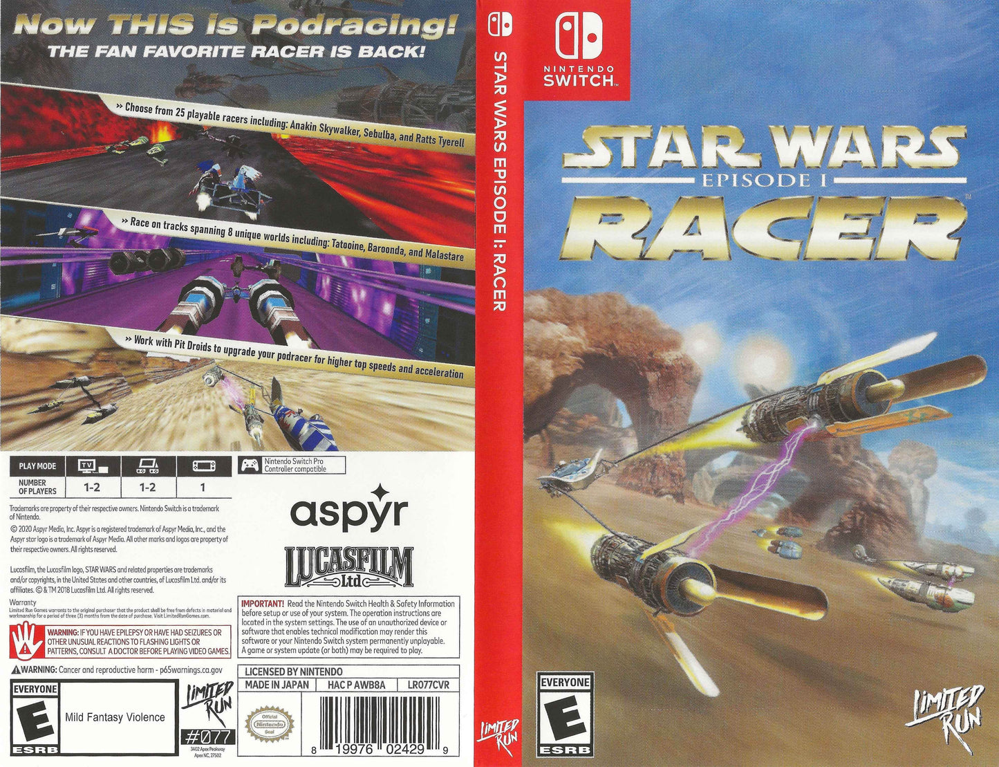 Star Wars Episode I Racer Cover Art - WOI Solutions