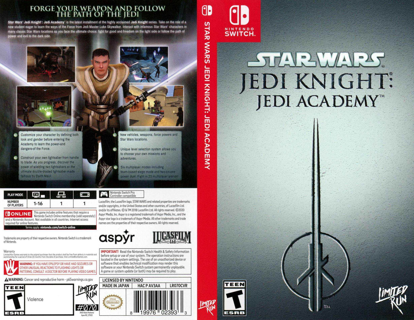Star Wars Jedi Knight Jedi Academy Cover Art - WOI Solutions