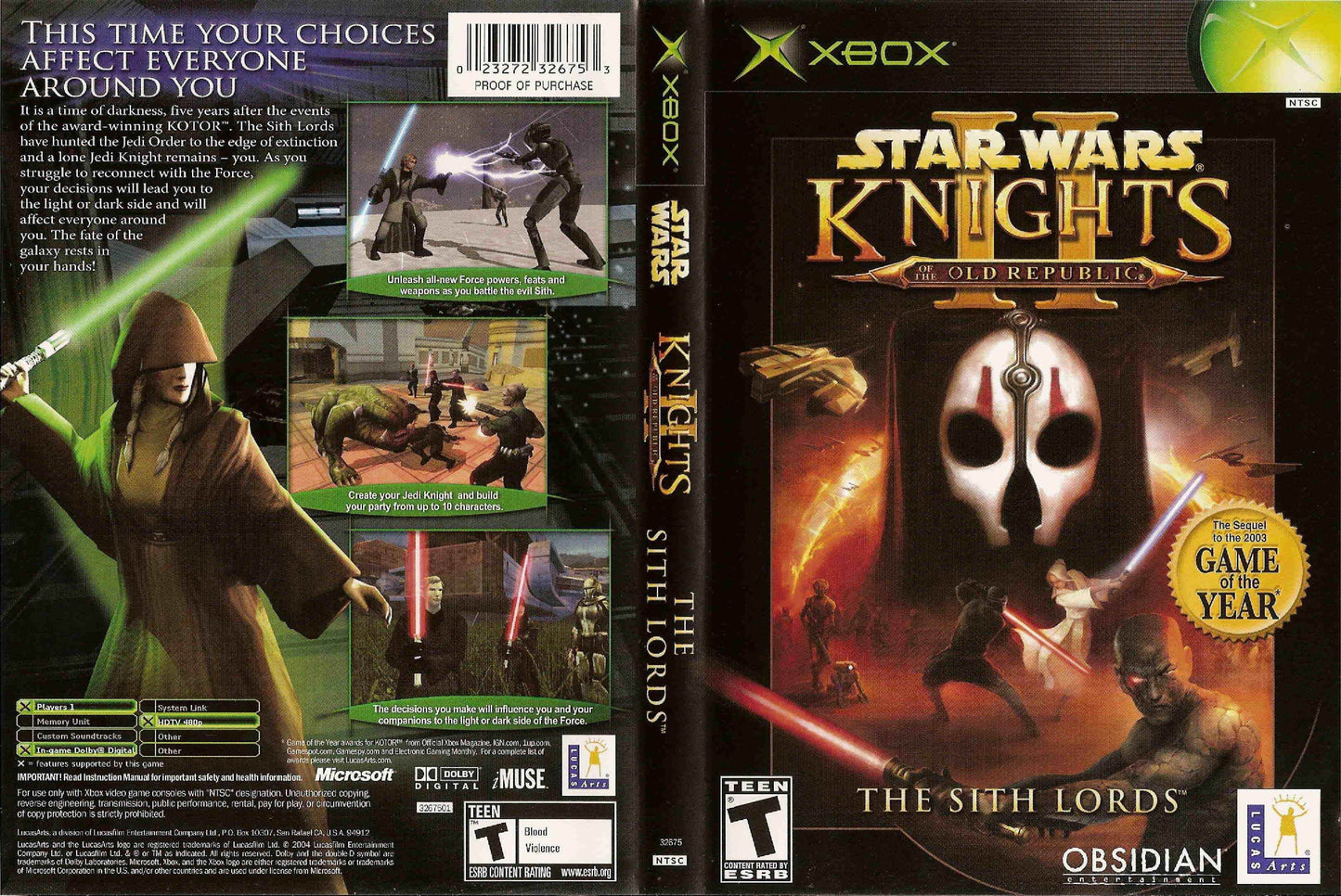 Star Wars Knights of the Old Republic II - The Sith Lords Cover Art - WOI Solutions