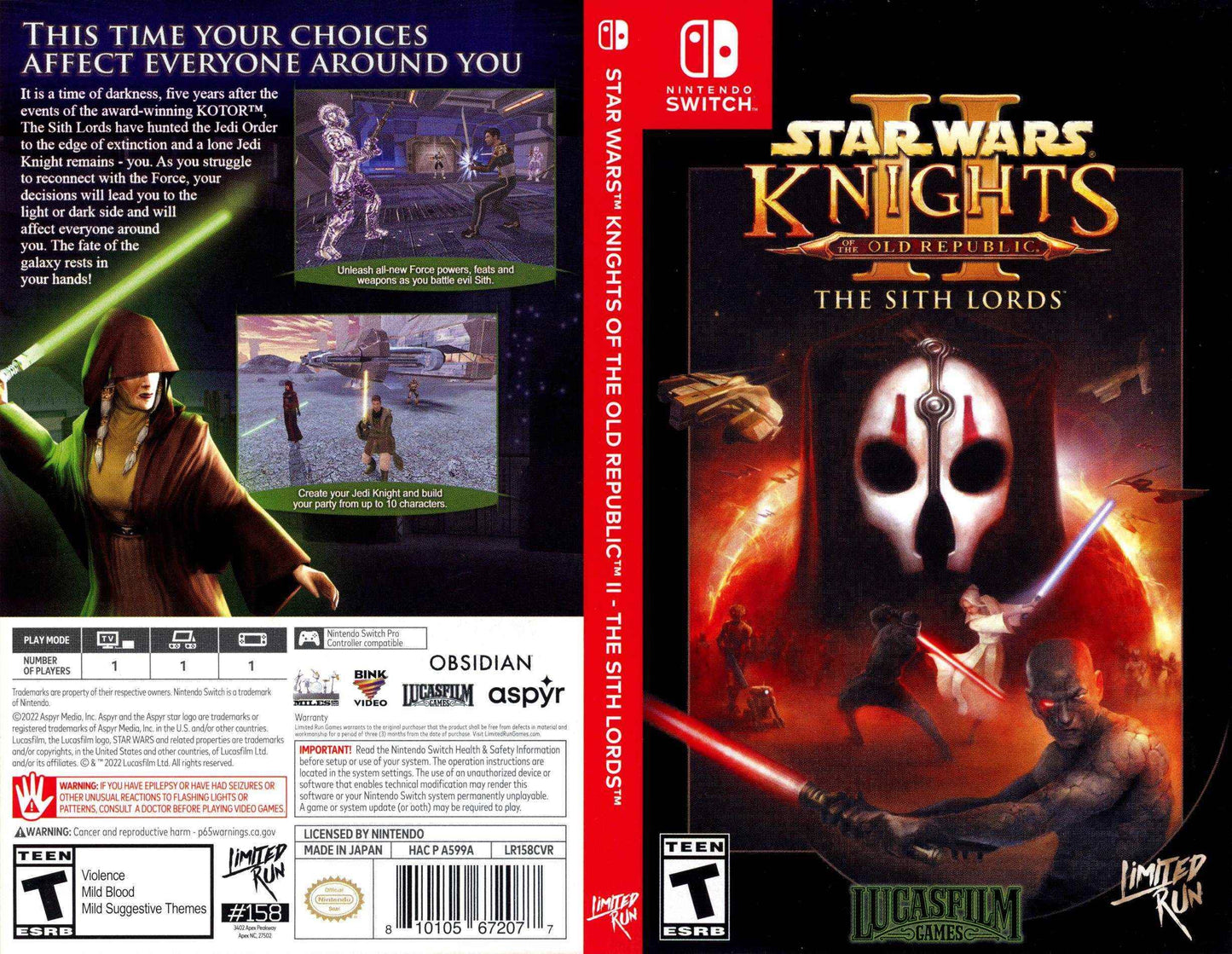 Star Wars Knights of the Old Republic II The Sith Lords Cover Art - WOI Solutions
