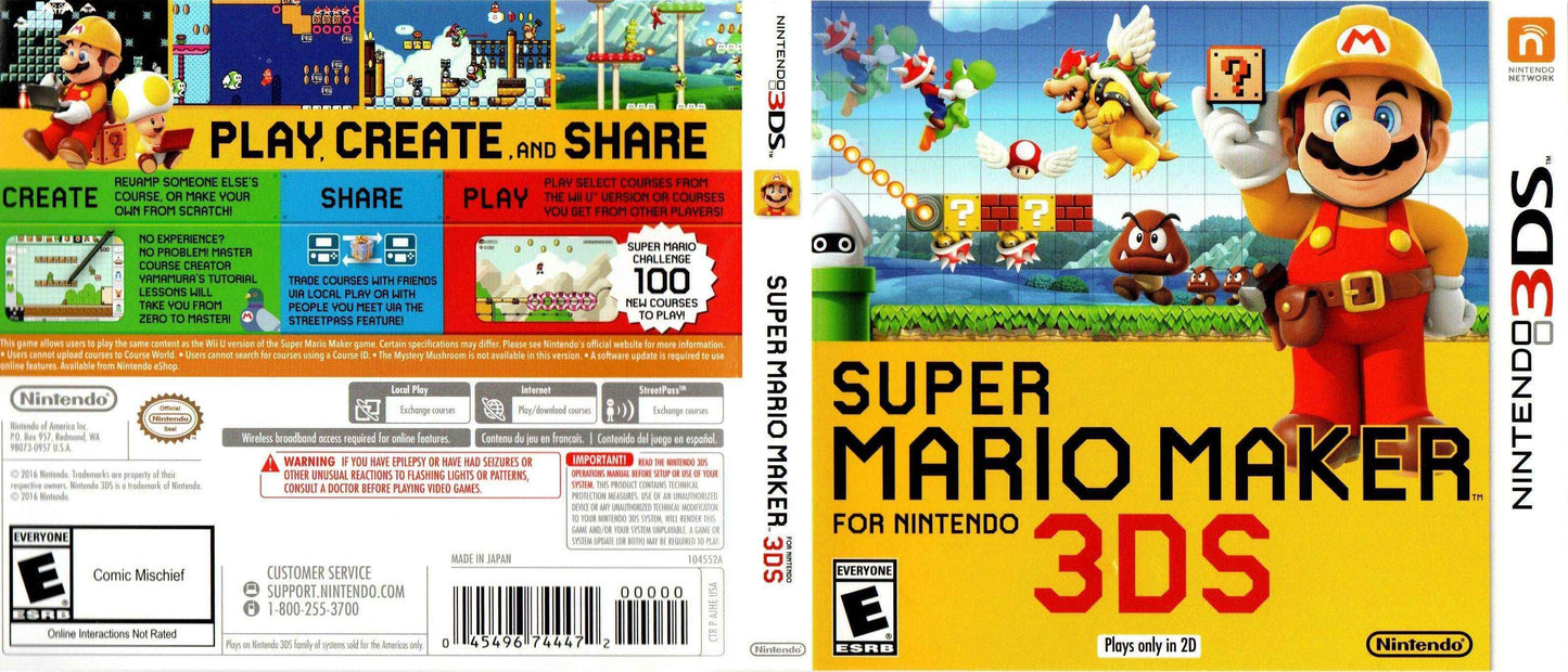 Super Mario Maker For Nintendo 3DS Cover Art - WOI Solutions