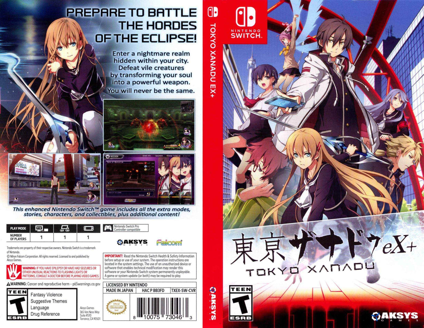 Tokyo Xanadu EX+ Cover Art - WOI Solutions