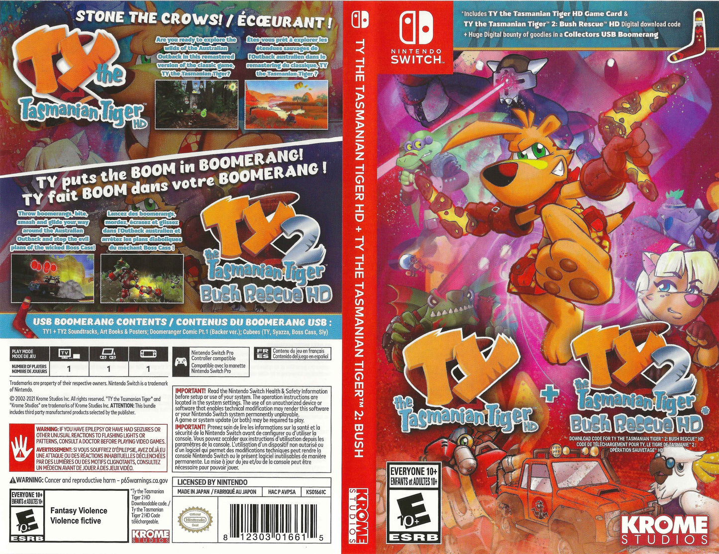 Ty the Tasmanian Tiger HD + Ty the Tasmanian Tiger 2 Bush Rescue HD Cover Art - WOI Solutions