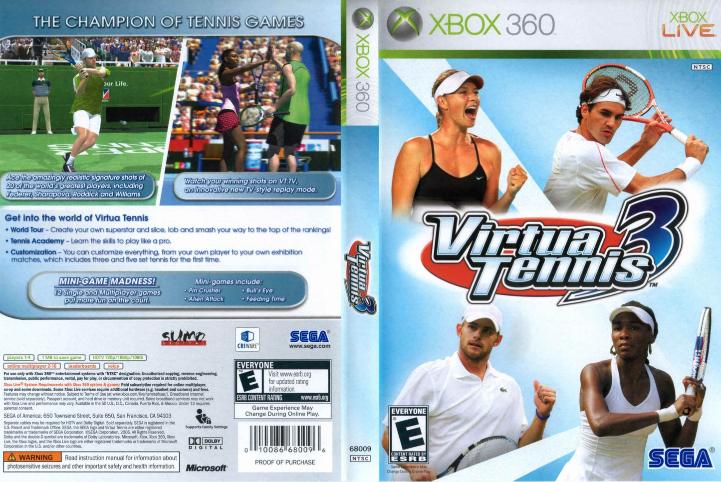 Virtua Tennis 3 Cover Art - WOI Solutions