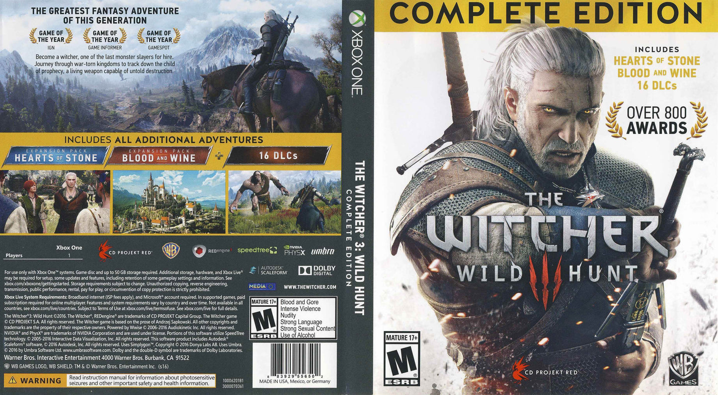 Witcher Wild Hunt 3 Complete Edition Cover Art - WOI Solutions