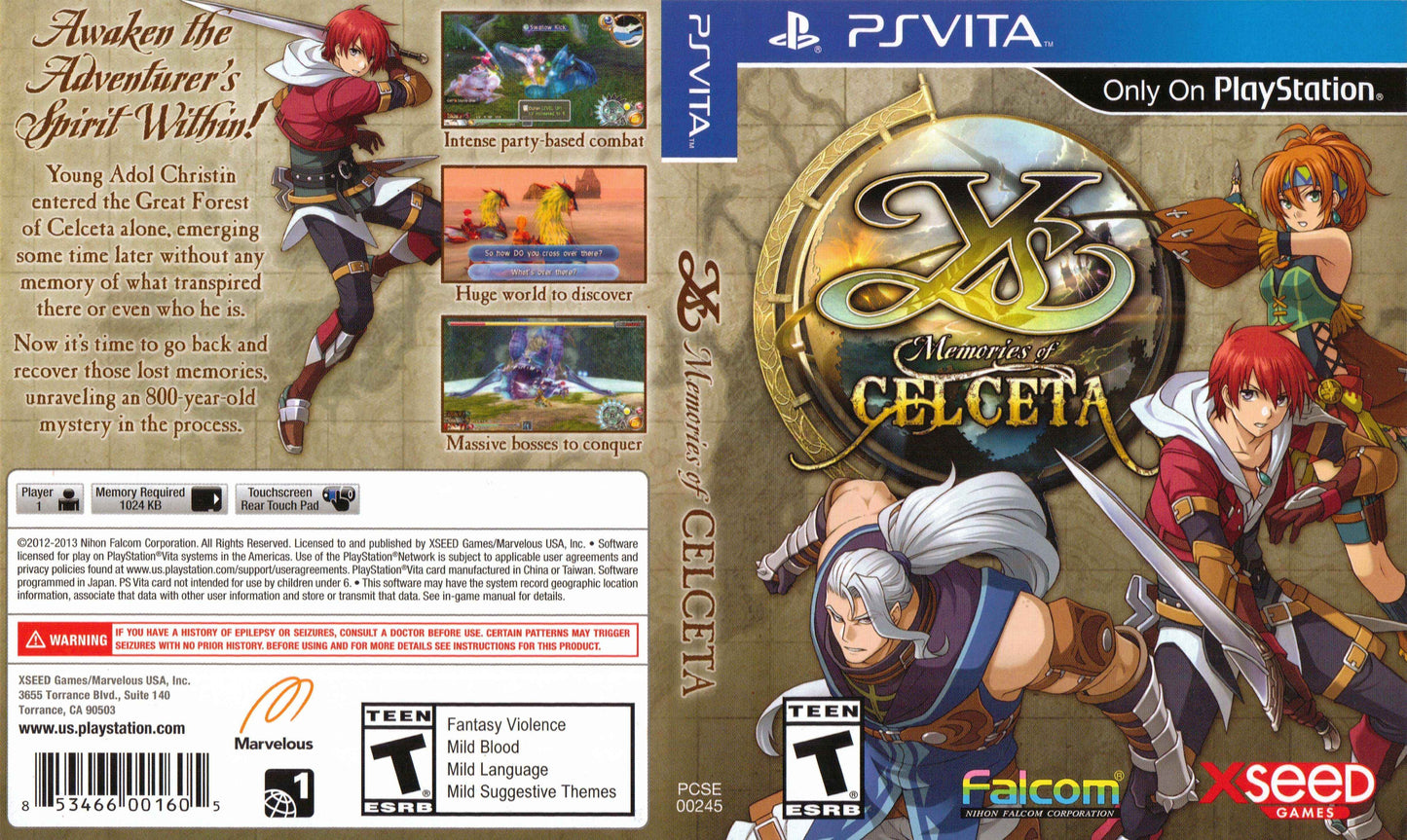 Ys Memories of Celceta Cover Art - WOI Solutions