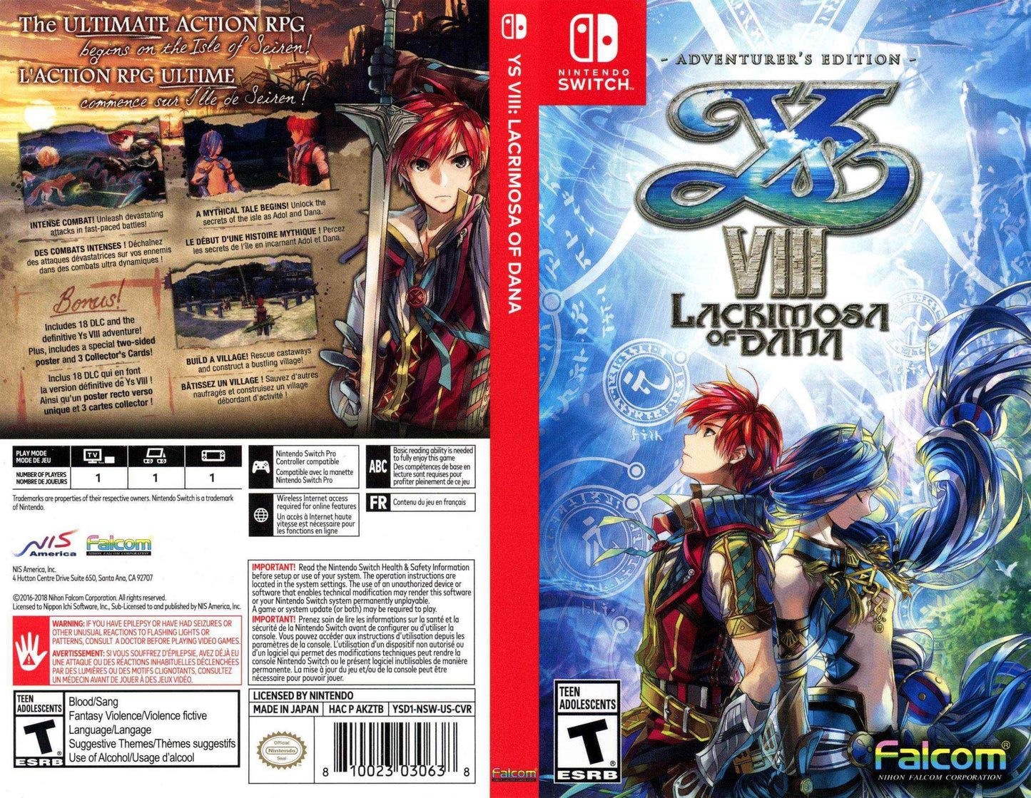 Ys VIII Lacrimosa of DANA Cover Art - WOI Solutions