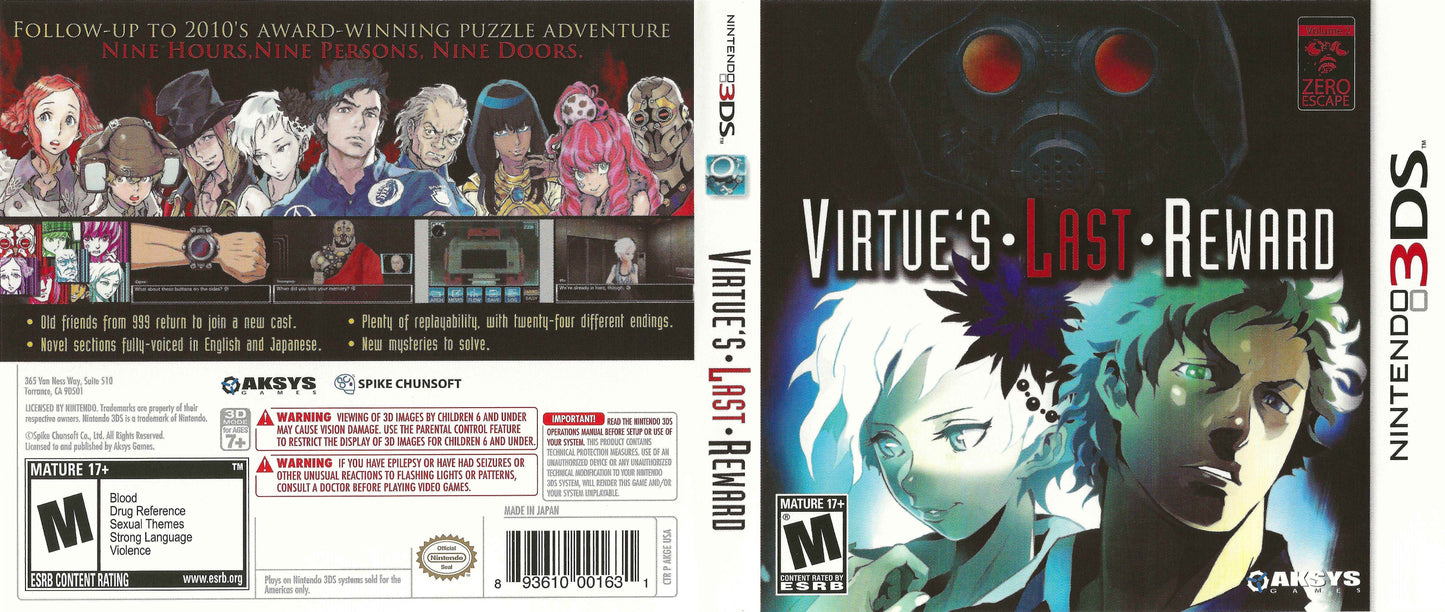 Zero Escape Virtue's Last Reward Cover Art - WOI Solutions