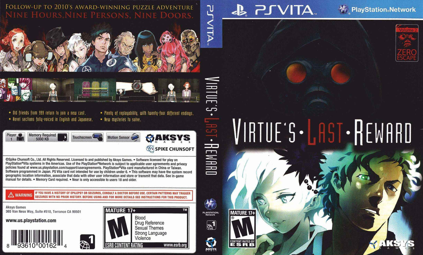 Zero Escape Virtue's Last Reward Cover Art - WOI Solutions