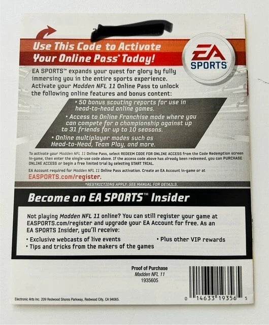 Madden NFL 11 for PS3 Manual Only Cover Art - WOI Solutions