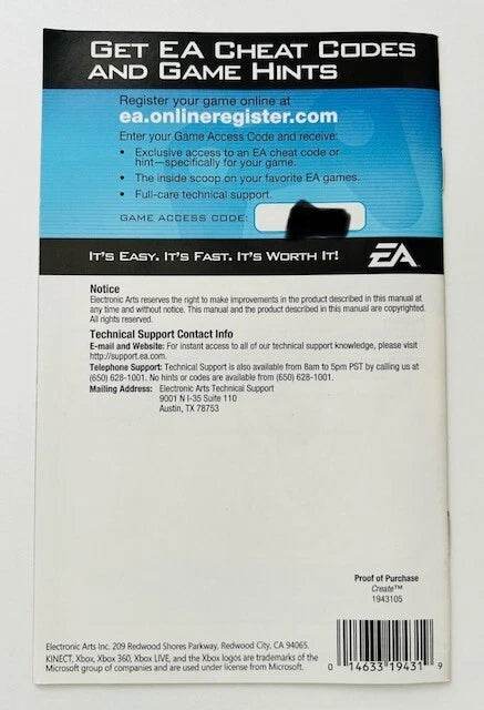 Create for Xbox 360 Manual Only Cover Art - WOI Solutions