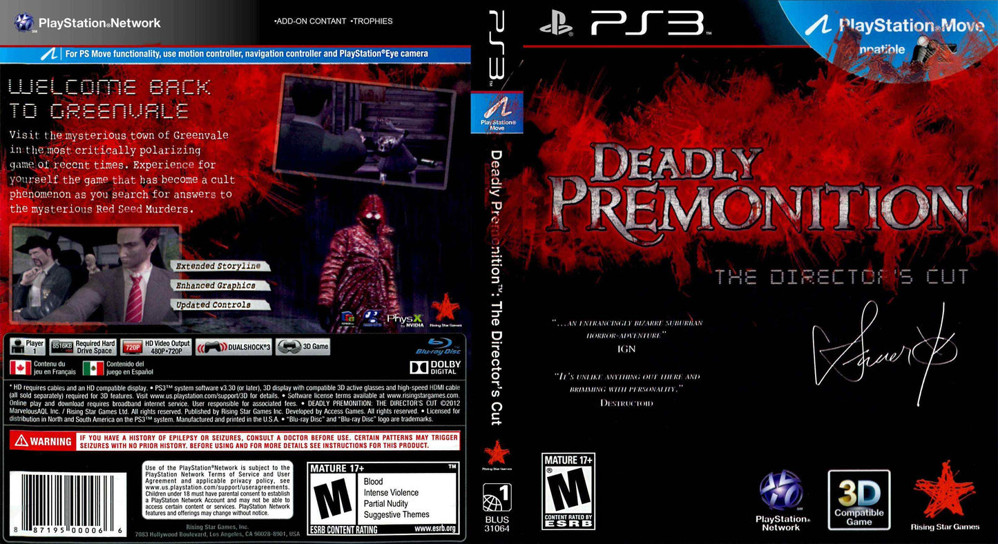 Deadly Premonition Directors Cut Cover Art - WOI Solutions
