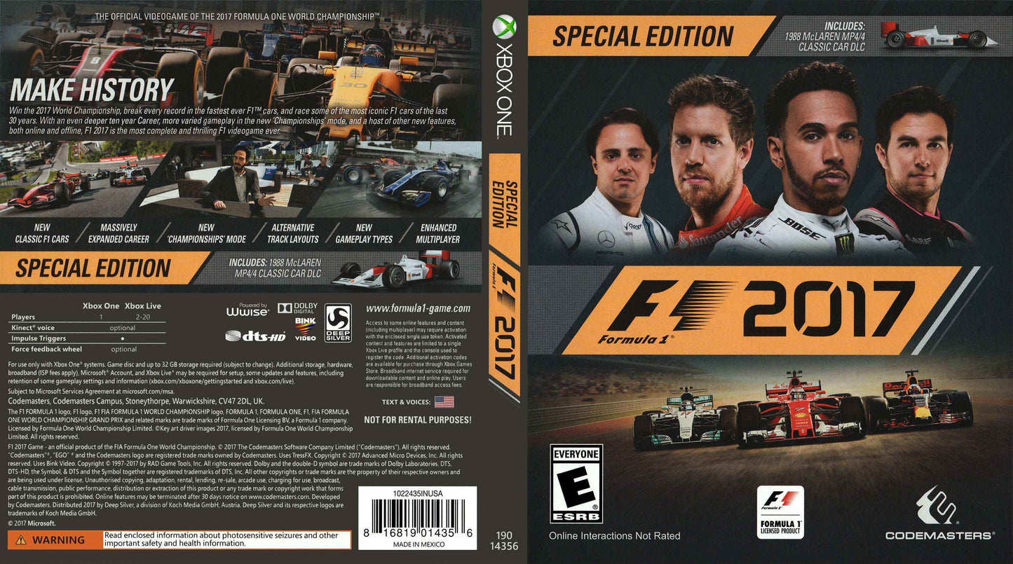F1 2017 Special Edition Cover Art - WOI Solutions