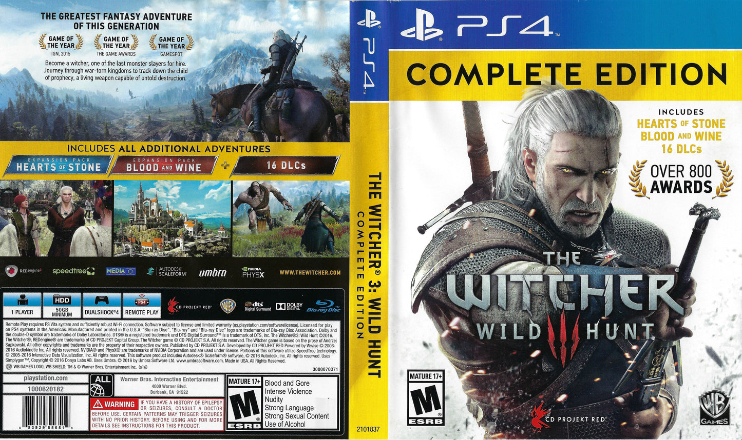 Witcher Wild Hunt 3 Complete Edition Cover Art - WOI Solutions