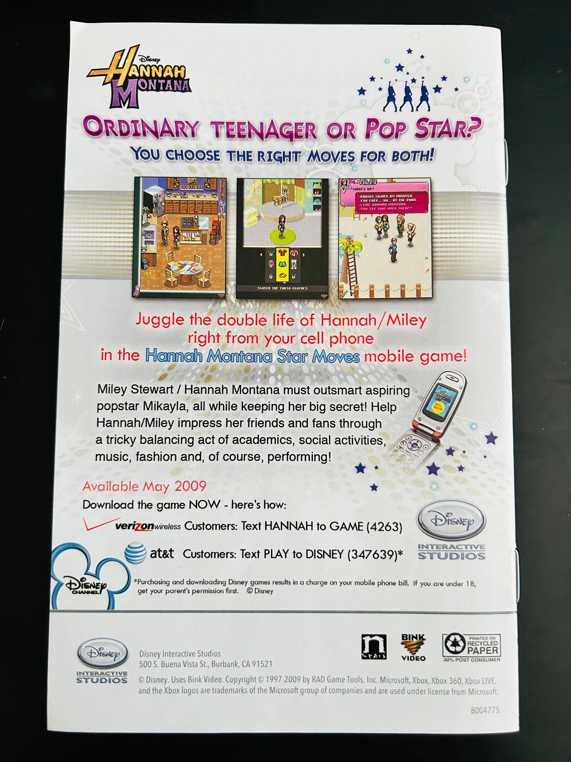 Hannah Montana The Movie for Xbox 360 Manual Only Cover Art - WOI Solutions